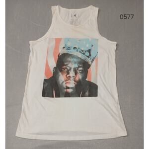 Mint (Small) White Biggie Smalls Print Stretch Dress Casual Womens Tank Top